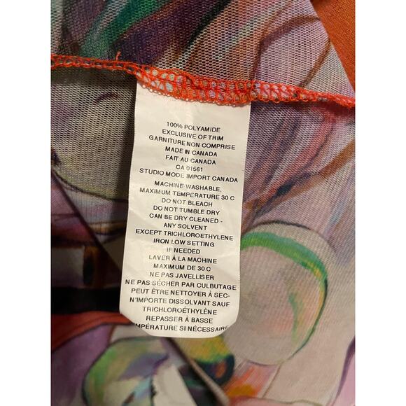 Robert Kitchen Cardigan Kimono Womens Medium Sheer Floral Mesh Orange Watercolor - Picture 4 of 7